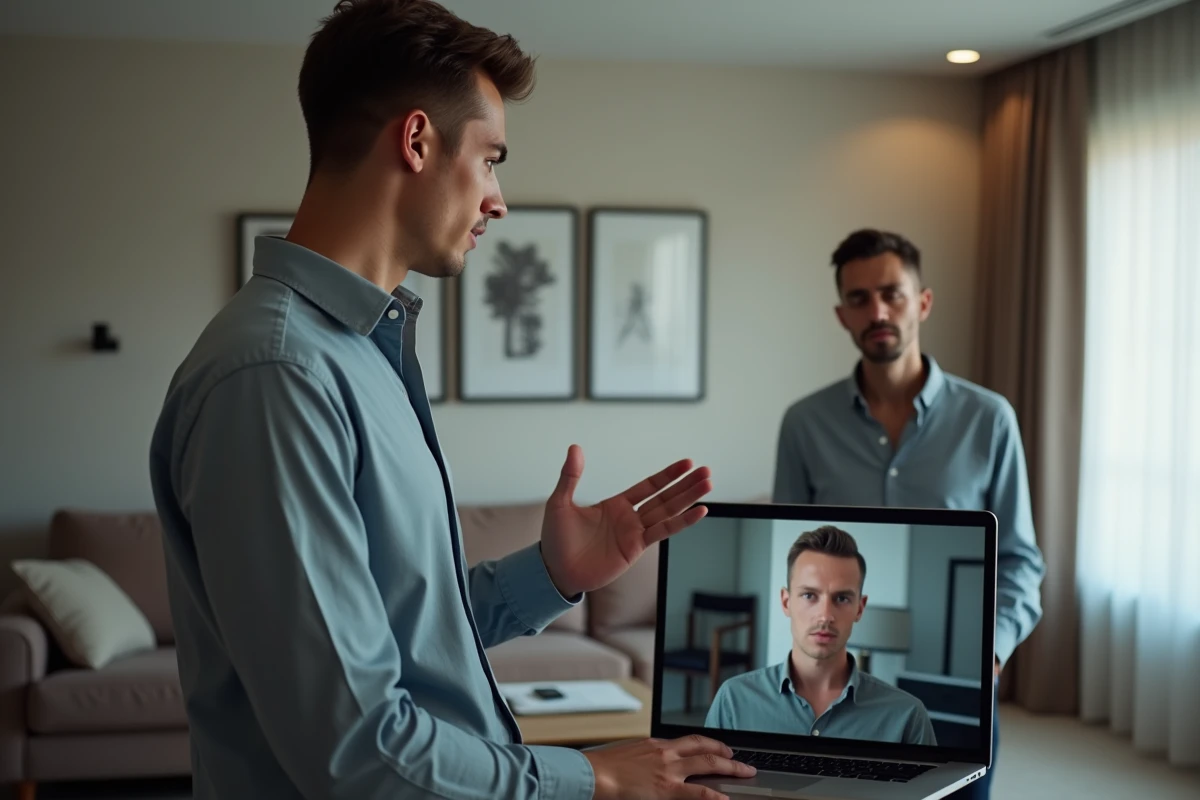 Candidat filmant son exposé oral pour analyser et corriger son expression paraverbale