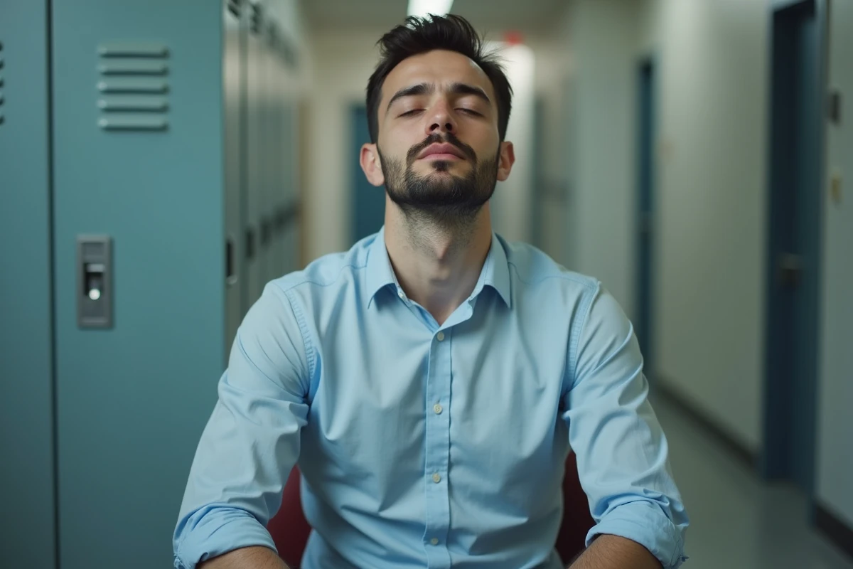 Candidat pratiquant la respiration active pour gérer son stress avant l'épreuve orale du concours CPE